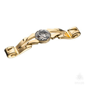 15.166.96.SWA.19 Ручка скоба с кристаллом Swarovski, глянцевое золото 96 мм