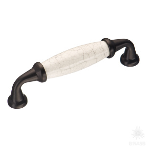 2005-85-096-08 Ручка скоба керамика с серой "паутинкой", чёрный 96 мм