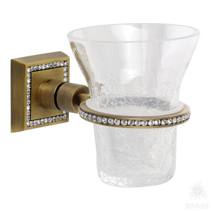 3515-75-013 Стакан для зубных щёток, латунь с кристаллами Swarovski, старая бронза