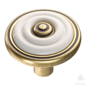 476025MP10PC21 Ручка кнопка, старая бронза/белый