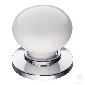 3005-10-000 Ручка кнопка керамика с металлом, белый/глянцевый хром